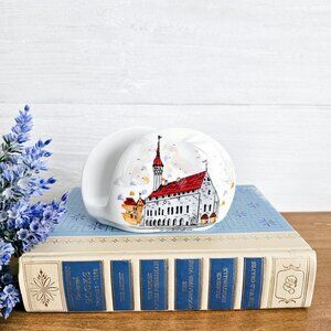 VTG Ceramic Hand Painted Napkin Holder Tallinn Estonia Town Hall Europe